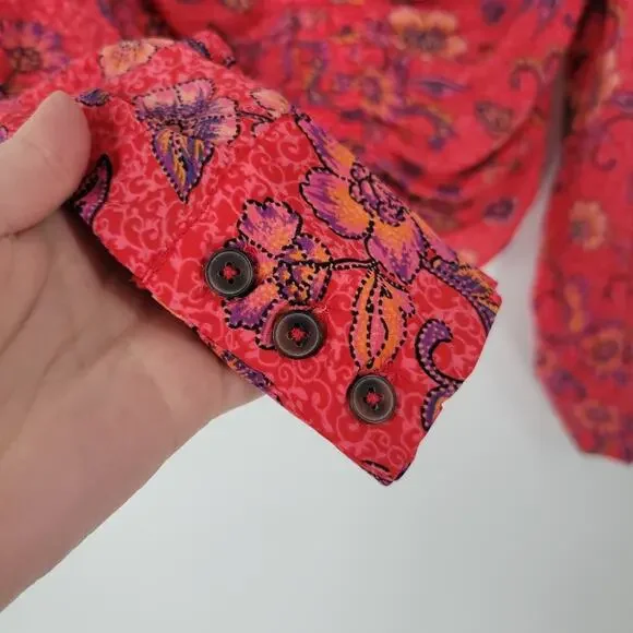 Free People Pink Floral I Got You Printed Long Sleeve Top S - Picture 5 of 11